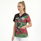 Custom Rabbitohs Scrub Top Rabbit Mascot With Aboriginal Indigenous