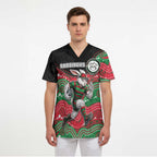 Custom Rabbitohs Scrub Top Rabbit Mascot With Aboriginal Indigenous