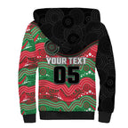 Custom Rabbitohs Sherpa Hoodie Rabbit Mascot With Aboriginal Indigenous