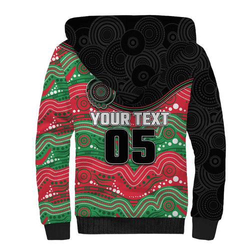 Custom Rabbitohs Sherpa Hoodie Rabbit Mascot With Aboriginal Indigenous