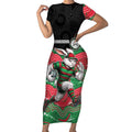 Custom Rabbitohs Short Sleeve Bodycon Dress Rabbit Mascot With Aboriginal Indigenous