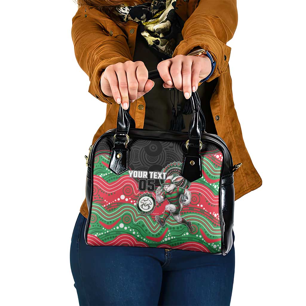 Custom Rabbitohs Shoulder Handbag Rabbit Mascot With Aboriginal Indigenous