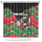 Custom Rabbitohs Shower Curtain Rabbit Mascot With Aboriginal Indigenous