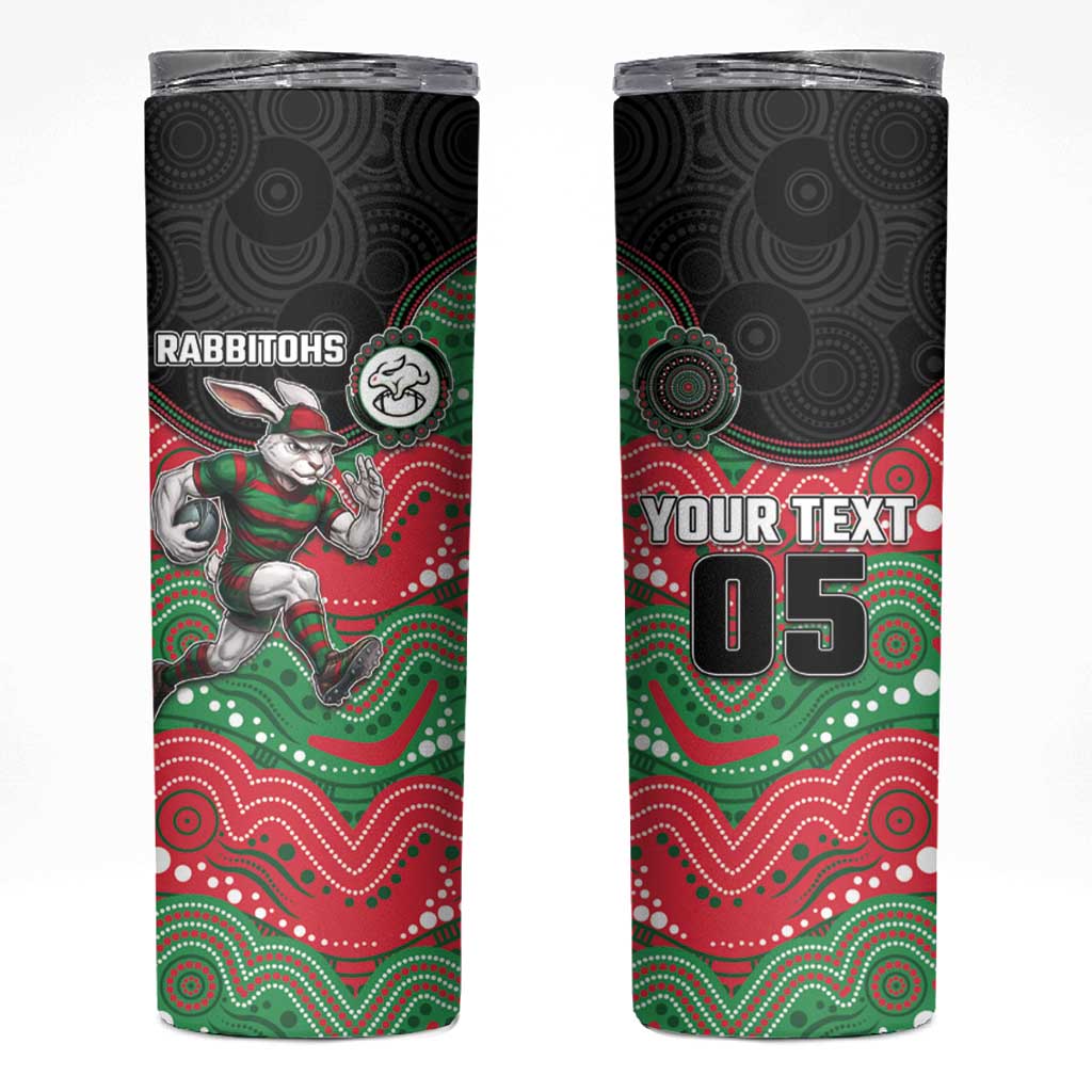 Custom Rabbitohs Skinny Tumbler Rabbit Mascot With Aboriginal Indigenous