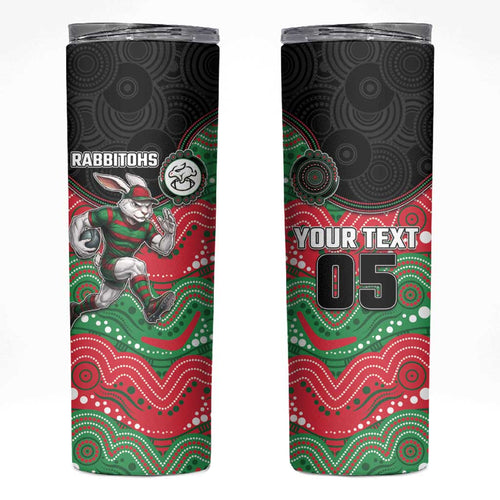 Custom Rabbitohs Skinny Tumbler Rabbit Mascot With Aboriginal Indigenous