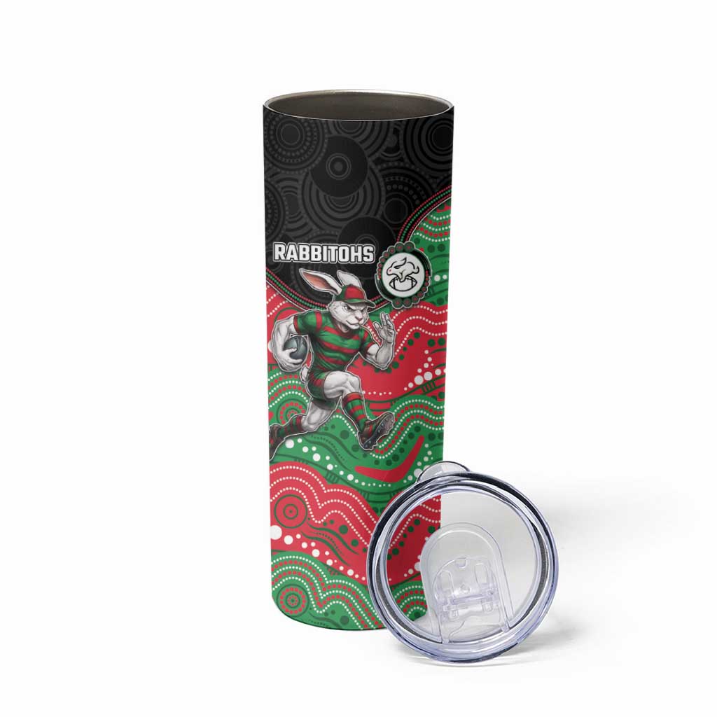 Custom Rabbitohs Skinny Tumbler Rabbit Mascot With Aboriginal Indigenous