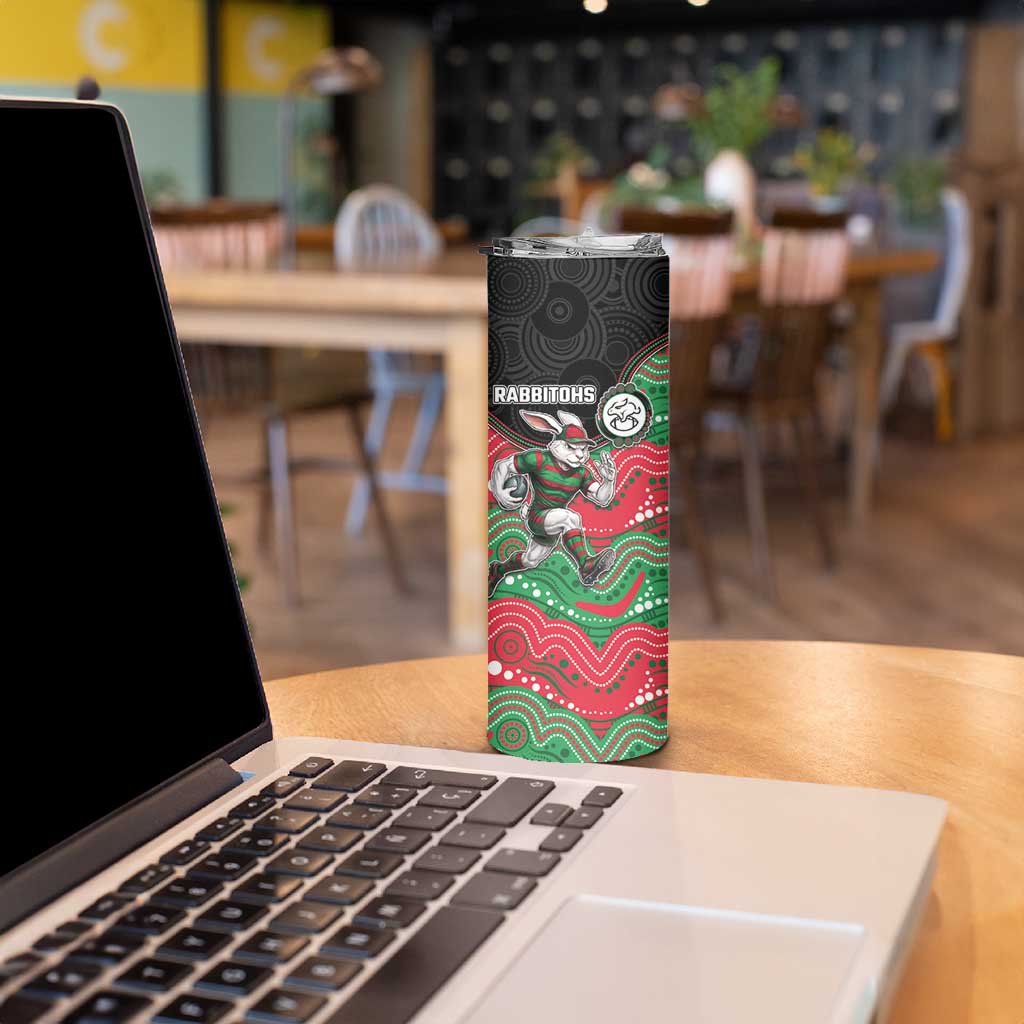 Custom Rabbitohs Skinny Tumbler Rabbit Mascot With Aboriginal Indigenous