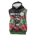 Custom Rabbitohs Sleeveless Hoodie Rabbit Mascot With Aboriginal Indigenous