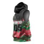 Custom Rabbitohs Sleeveless Hoodie Rabbit Mascot With Aboriginal Indigenous