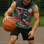 Custom Rabbitohs Sleeveless Hoodie Rabbit Mascot With Aboriginal Indigenous