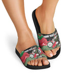 Custom Rabbitohs Slide Sandals Rabbit Mascot With Aboriginal Indigenous