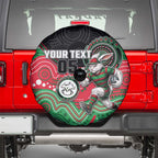 Custom Rabbitohs Spare Tire Cover Rabbit Mascot With Aboriginal Indigenous