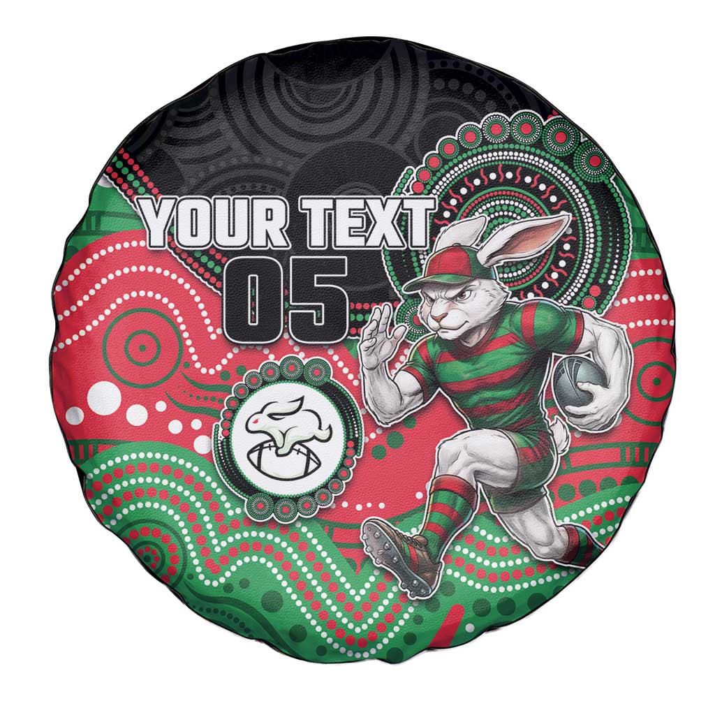 Custom Rabbitohs Spare Tire Cover Rabbit Mascot With Aboriginal Indigenous