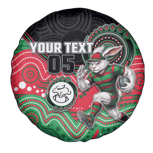 Custom Rabbitohs Spare Tire Cover Rabbit Mascot With Aboriginal Indigenous