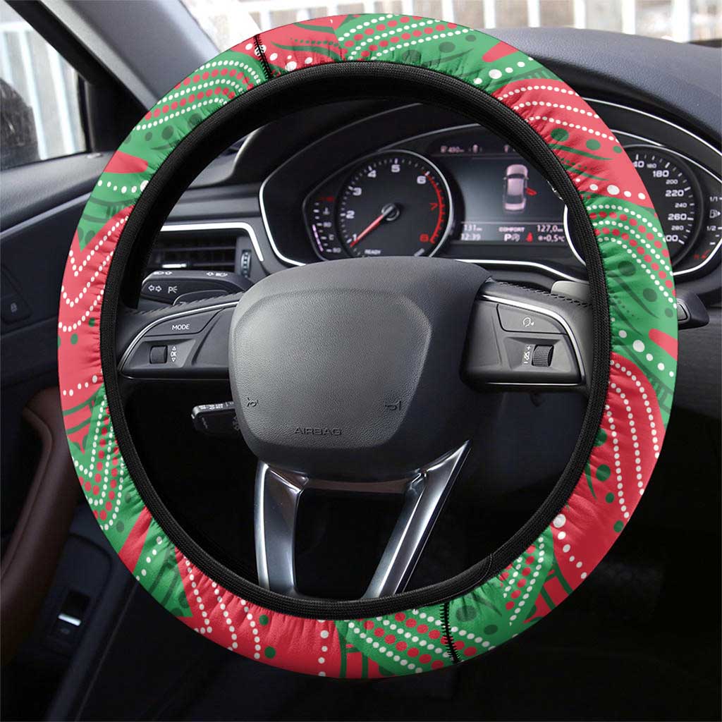 Rabbitohs Steering Wheel Cover Rabbit Mascot With Aboriginal Indigenous