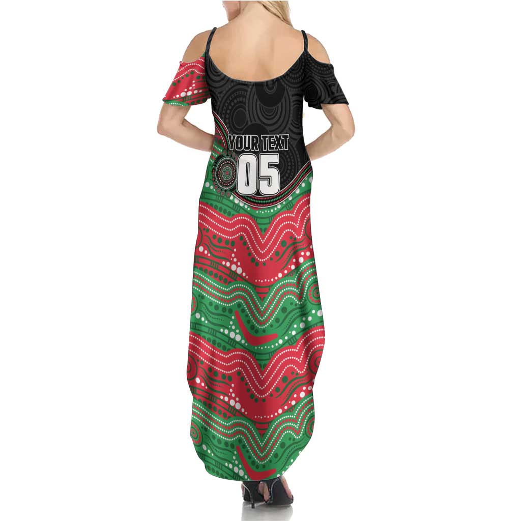 Custom Rabbitohs Summer Maxi Dress Rabbit Mascot With Aboriginal Indigenous