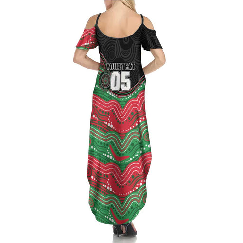 Custom Rabbitohs Summer Maxi Dress Rabbit Mascot With Aboriginal Indigenous