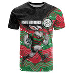 Custom Rabbitohs T Shirt Rabbit Mascot With Aboriginal Indigenous
