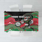 Custom Rabbitohs Tablecloth Rabbit Mascot With Aboriginal Indigenous
