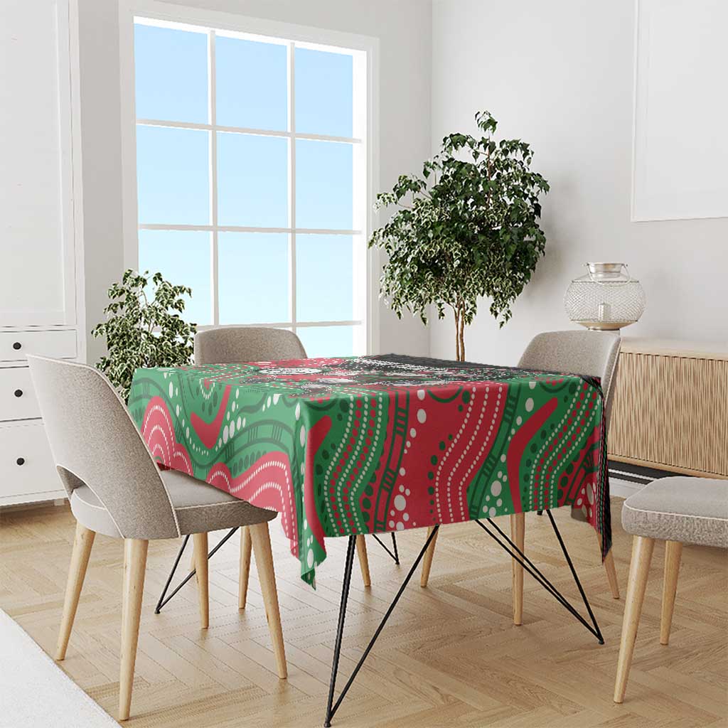 Custom Rabbitohs Tablecloth Rabbit Mascot With Aboriginal Indigenous