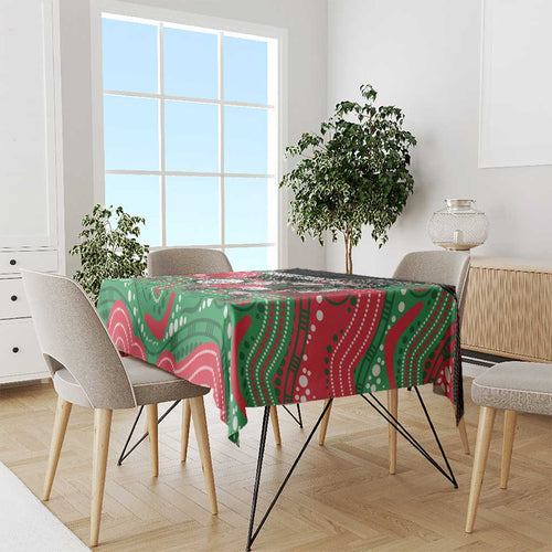 Custom Rabbitohs Tablecloth Rabbit Mascot With Aboriginal Indigenous