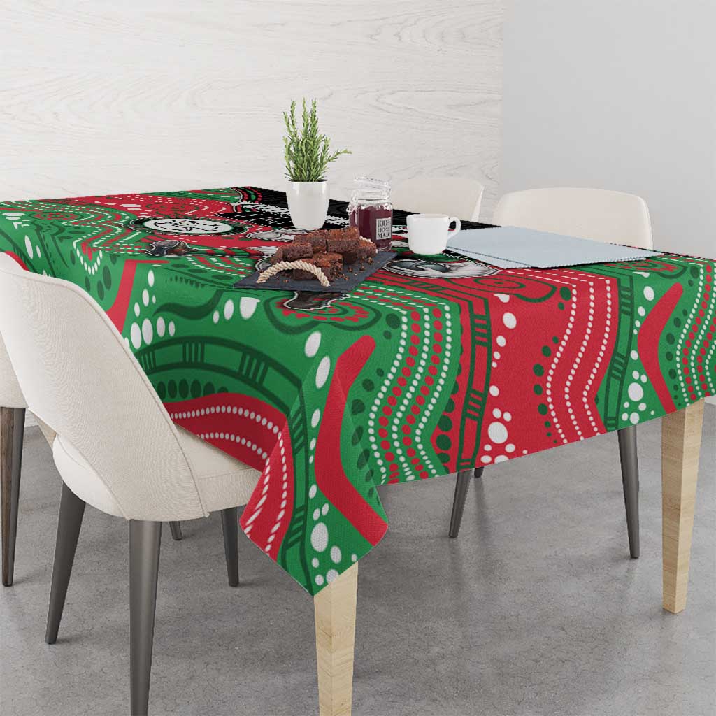 Custom Rabbitohs Tablecloth Rabbit Mascot With Aboriginal Indigenous