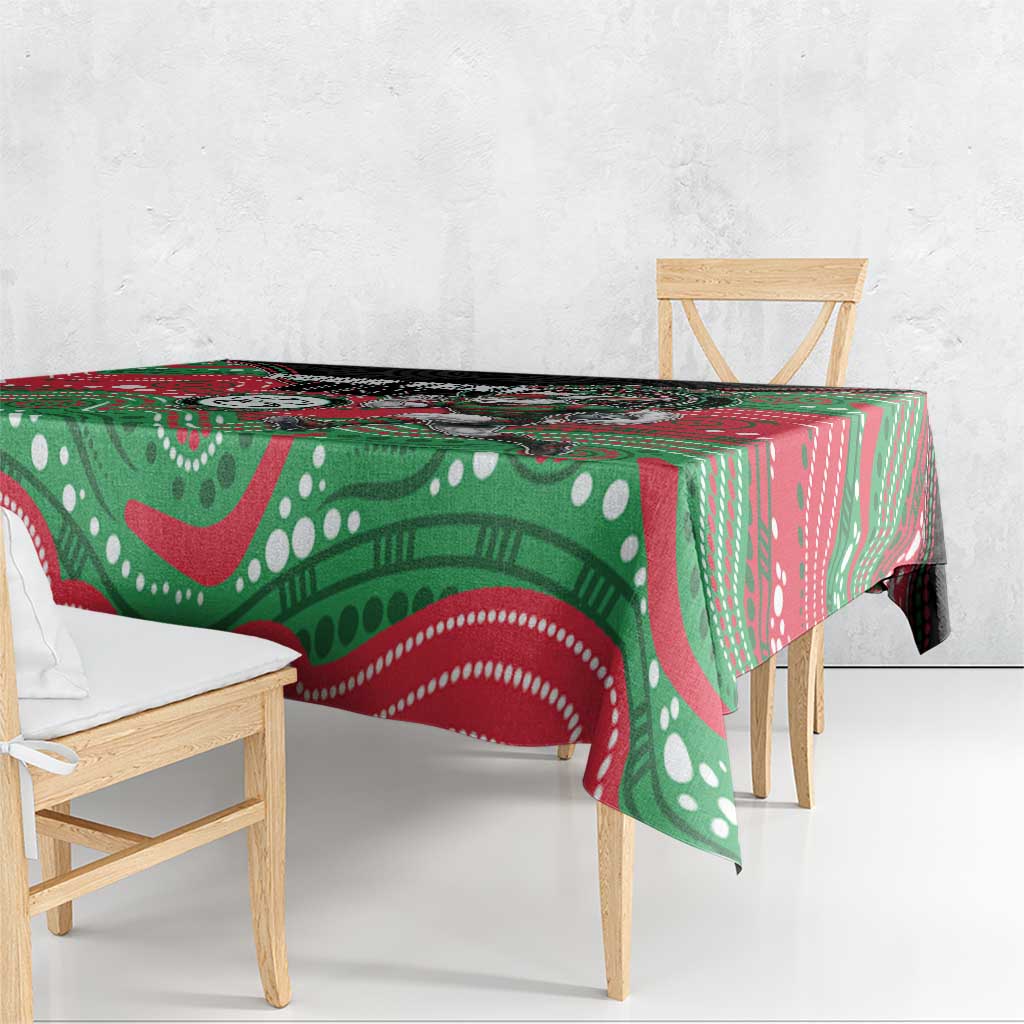 Custom Rabbitohs Tablecloth Rabbit Mascot With Aboriginal Indigenous
