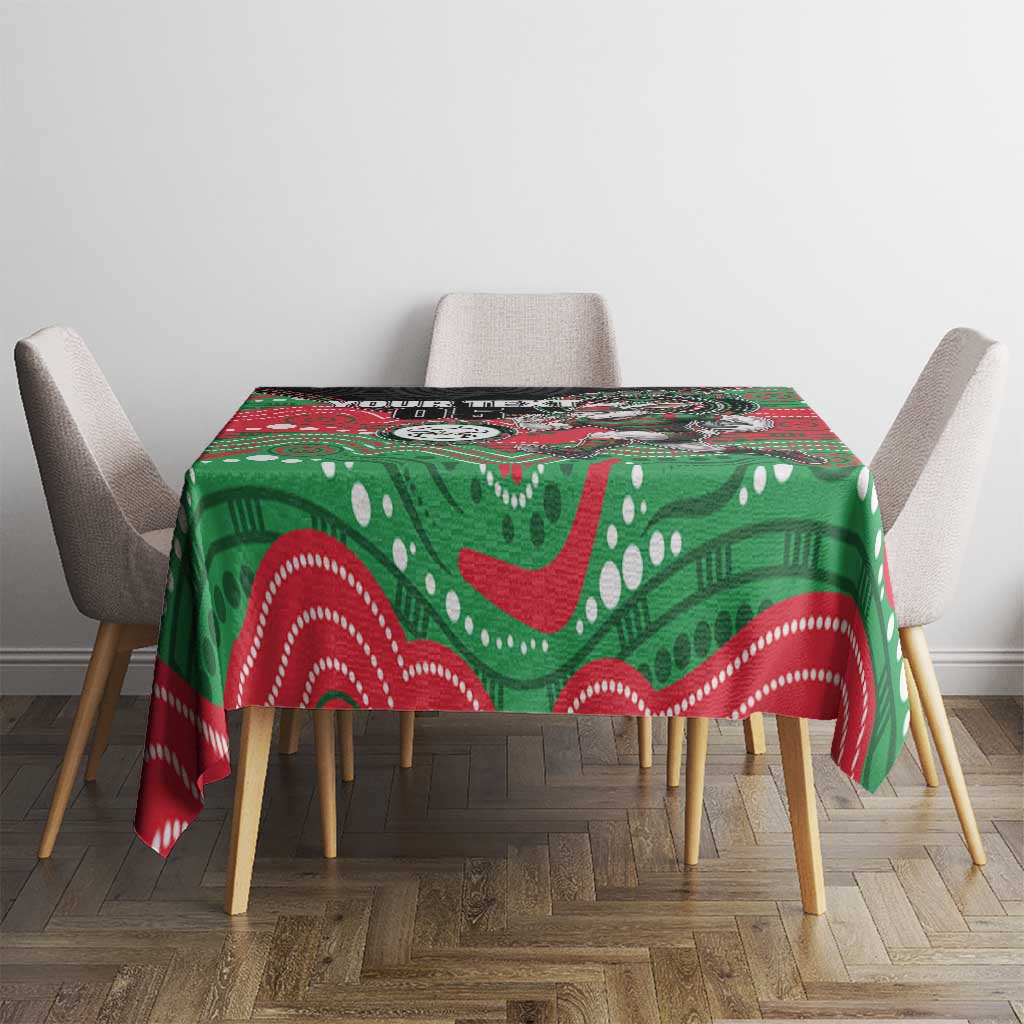 Custom Rabbitohs Tablecloth Rabbit Mascot With Aboriginal Indigenous