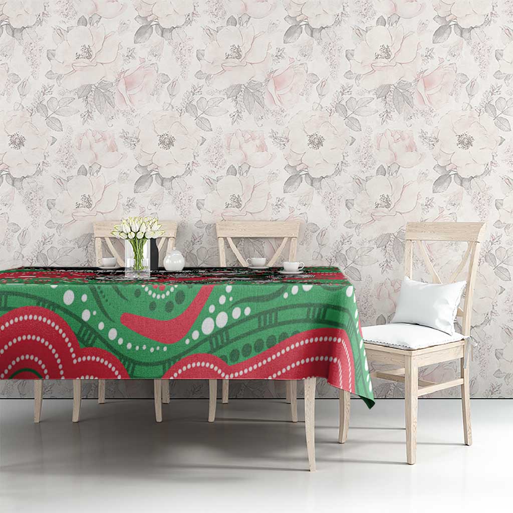 Custom Rabbitohs Tablecloth Rabbit Mascot With Aboriginal Indigenous
