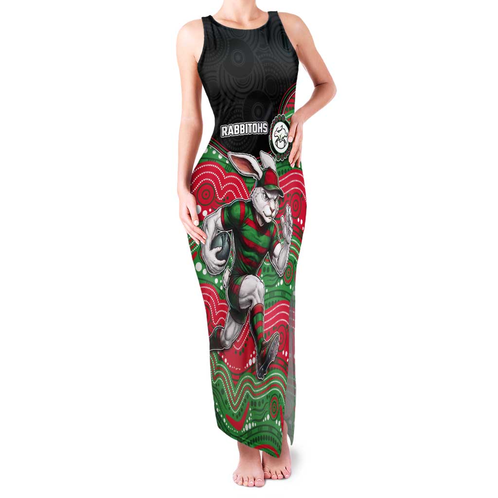 Custom Rabbitohs Tank Maxi Dress Rabbit Mascot With Aboriginal Indigenous