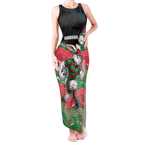 Custom Rabbitohs Tank Maxi Dress Rabbit Mascot With Aboriginal Indigenous