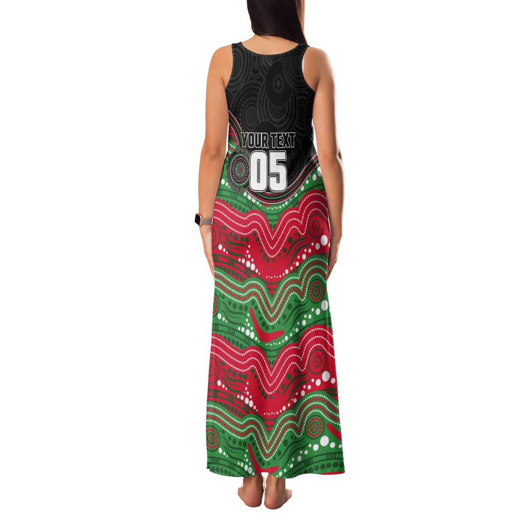 Custom Rabbitohs Tank Maxi Dress Rabbit Mascot With Aboriginal Indigenous