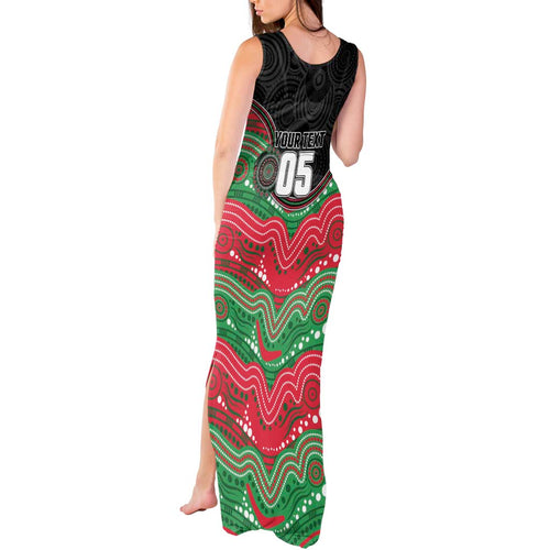 Custom Rabbitohs Tank Maxi Dress Rabbit Mascot With Aboriginal Indigenous