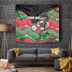 Custom Rabbitohs Tapestry Rabbit Mascot With Aboriginal Indigenous