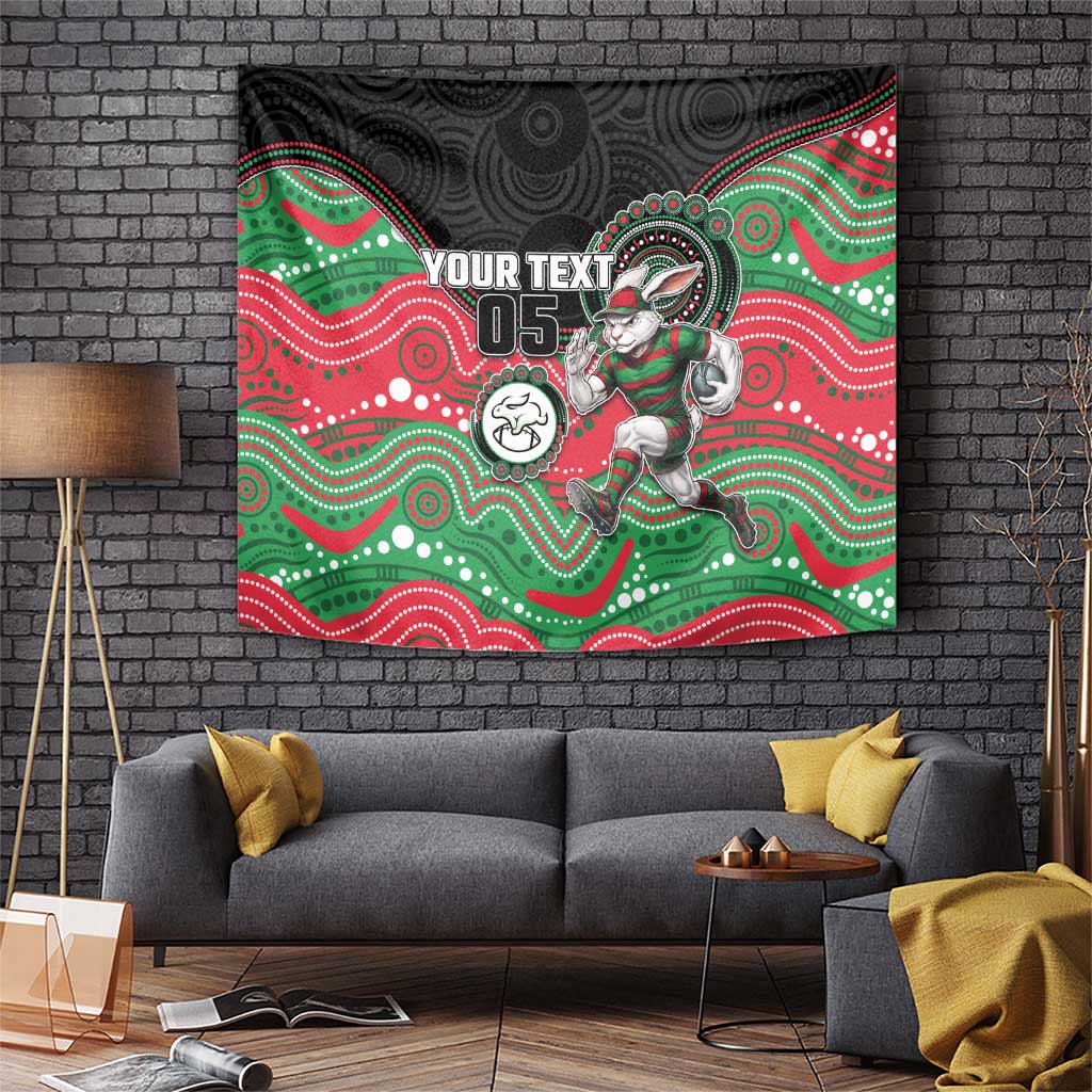 Custom Rabbitohs Tapestry Rabbit Mascot With Aboriginal Indigenous