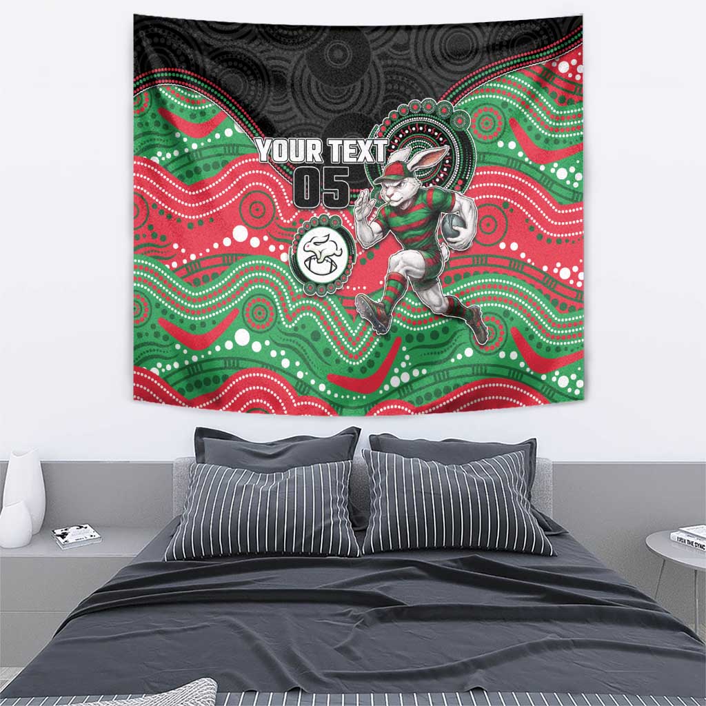 Custom Rabbitohs Tapestry Rabbit Mascot With Aboriginal Indigenous