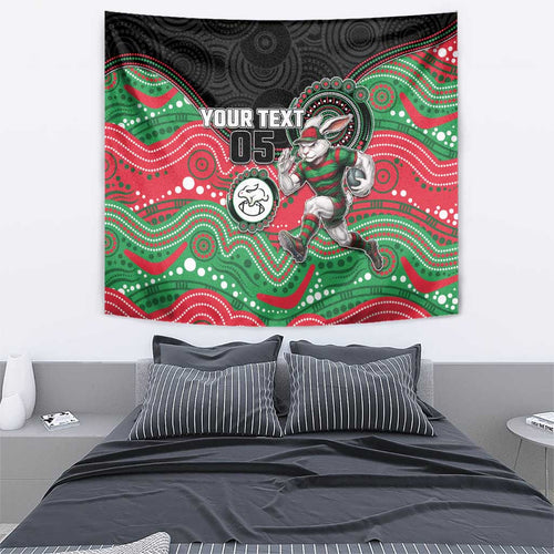 Custom Rabbitohs Tapestry Rabbit Mascot With Aboriginal Indigenous