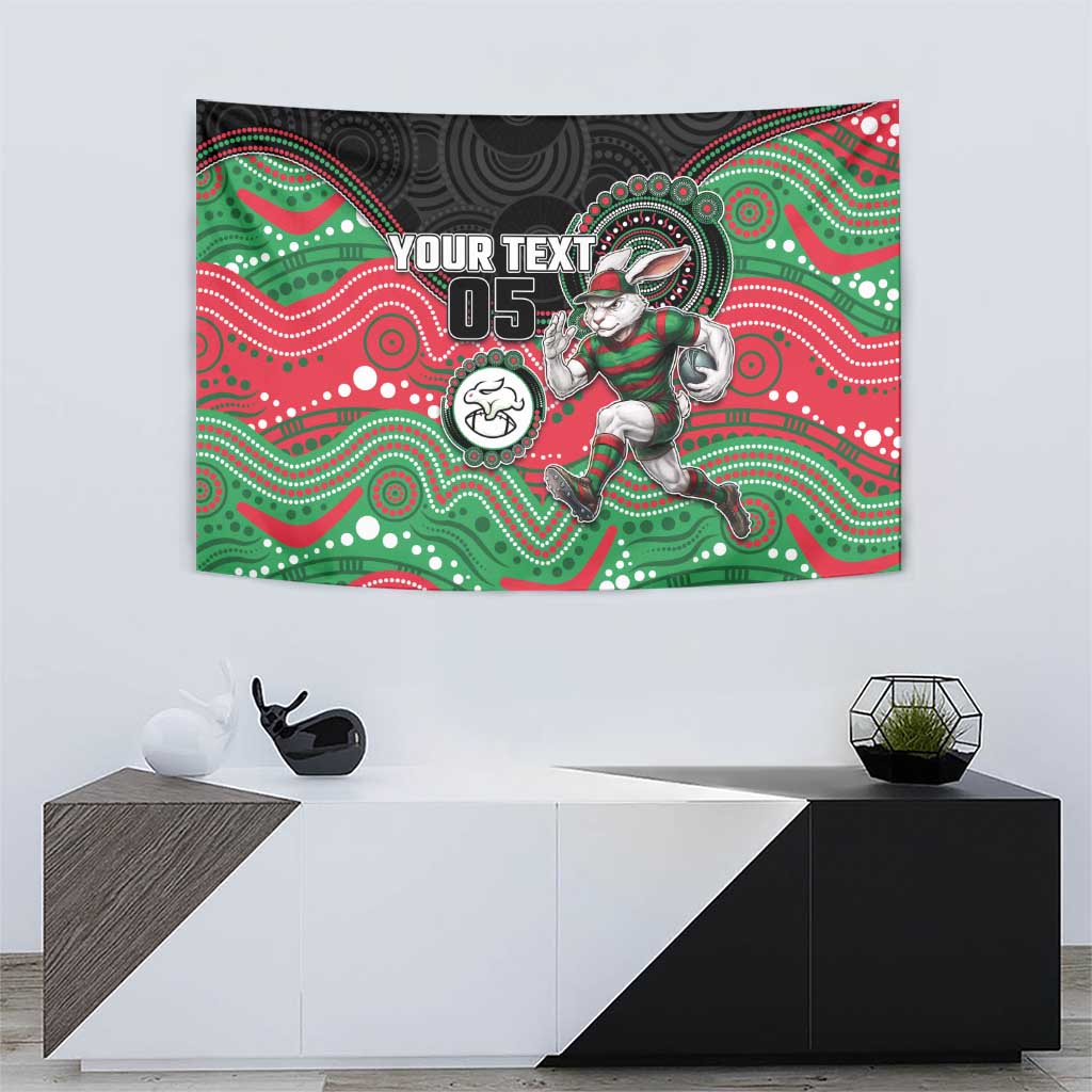 Custom Rabbitohs Tapestry Rabbit Mascot With Aboriginal Indigenous