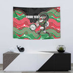 Custom Rabbitohs Tapestry Rabbit Mascot With Aboriginal Indigenous