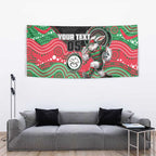 Custom Rabbitohs Tapestry Rabbit Mascot With Aboriginal Indigenous