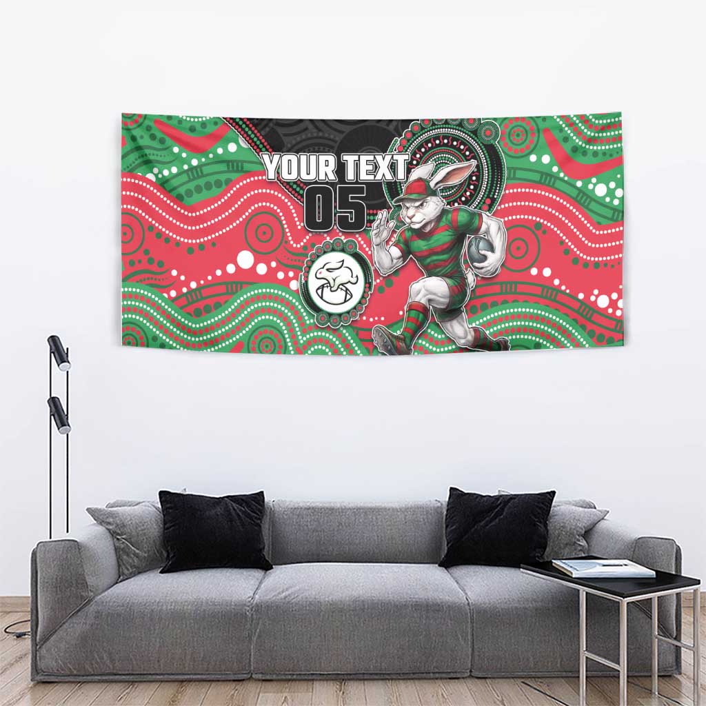 Custom Rabbitohs Tapestry Rabbit Mascot With Aboriginal Indigenous
