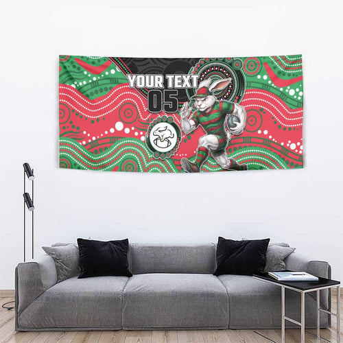 Custom Rabbitohs Tapestry Rabbit Mascot With Aboriginal Indigenous