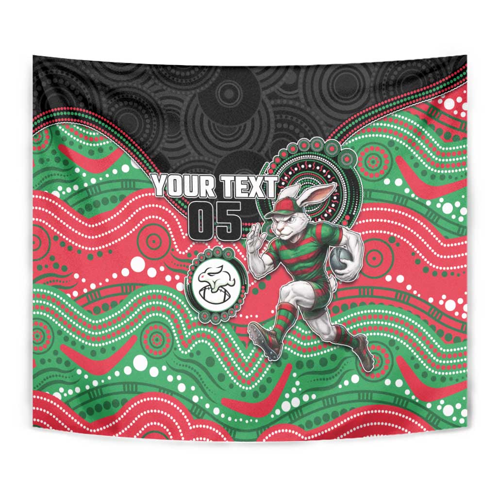Custom Rabbitohs Tapestry Rabbit Mascot With Aboriginal Indigenous