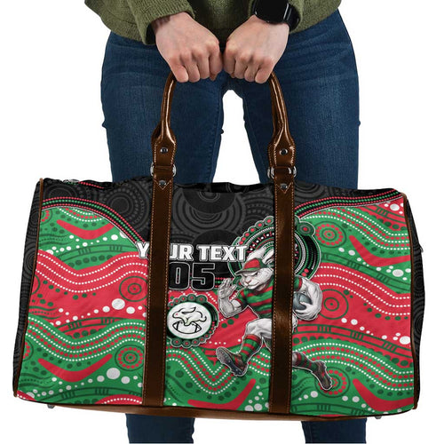 Custom Rabbitohs Travel Bag Rabbit Mascot With Aboriginal Indigenous