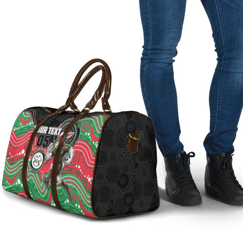 Custom Rabbitohs Travel Bag Rabbit Mascot With Aboriginal Indigenous