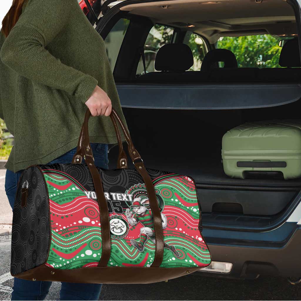 Custom Rabbitohs Travel Bag Rabbit Mascot With Aboriginal Indigenous