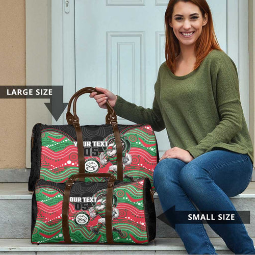 Custom Rabbitohs Travel Bag Rabbit Mascot With Aboriginal Indigenous