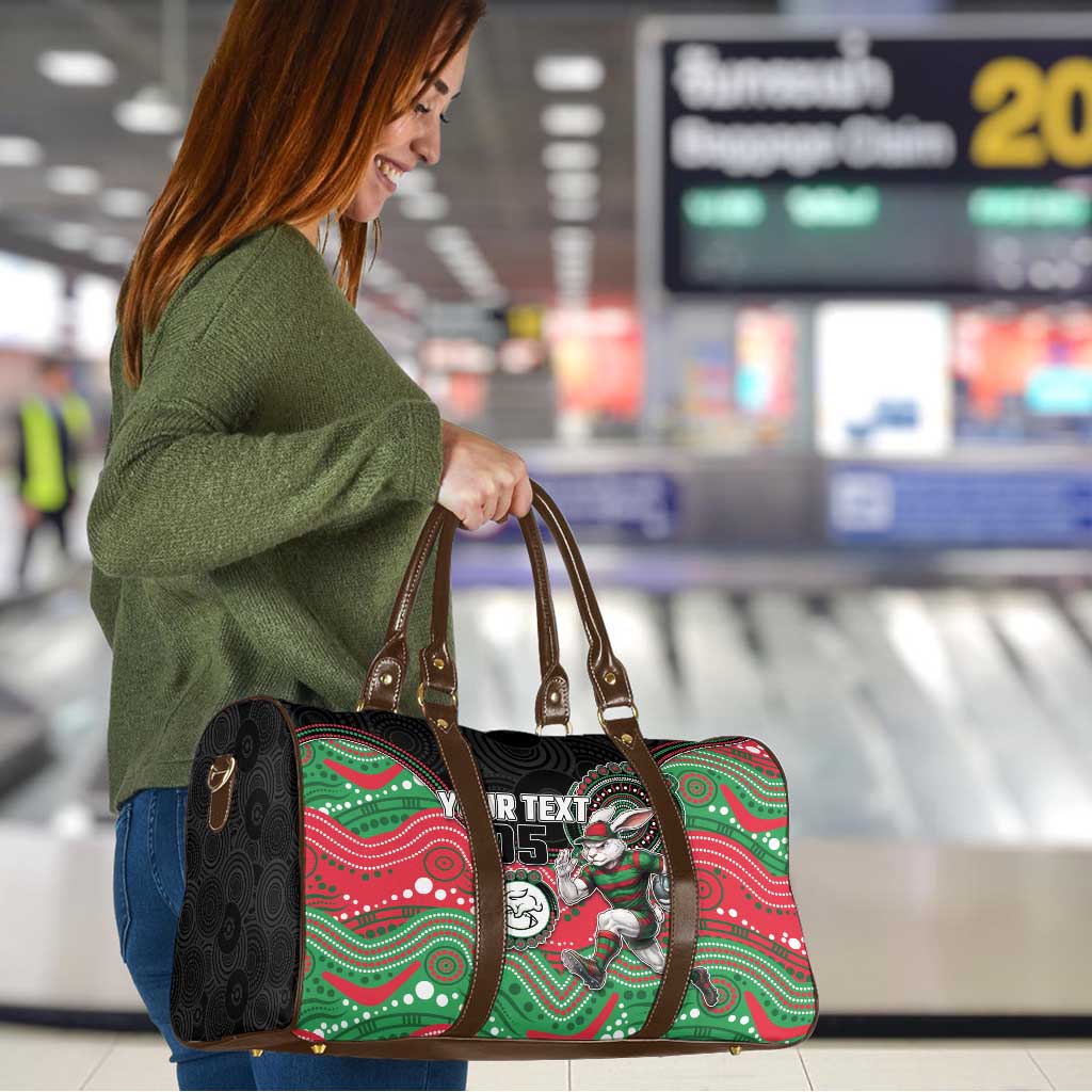 Custom Rabbitohs Travel Bag Rabbit Mascot With Aboriginal Indigenous