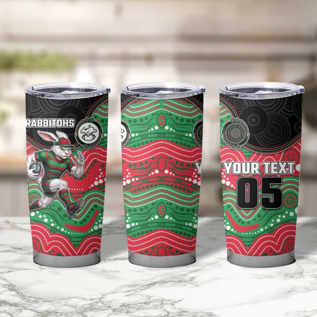 Custom Rabbitohs Tumbler Cup Rabbit Mascot With Aboriginal Indigenous