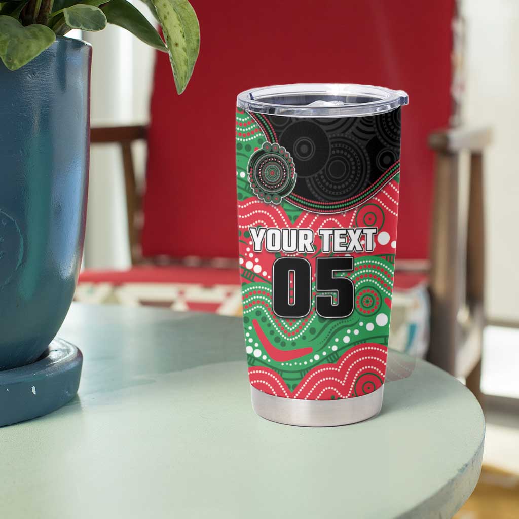 Custom Rabbitohs Tumbler Cup Rabbit Mascot With Aboriginal Indigenous